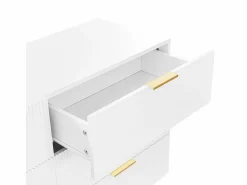Cómoda con 6 cajones - mueble de almacenaje de madera - tiradores y patas de metal - (120x40x77cm) Blanco Discount