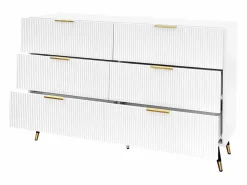 Cómoda con 6 cajones - mueble de almacenaje de madera - tiradores y patas de metal - (120x40x77cm) Blanco Discount