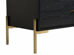 Vente-unique Cómoda|Cómoda con 6 cajones de MDF y metal en color negro y dorado - MILAVIA
