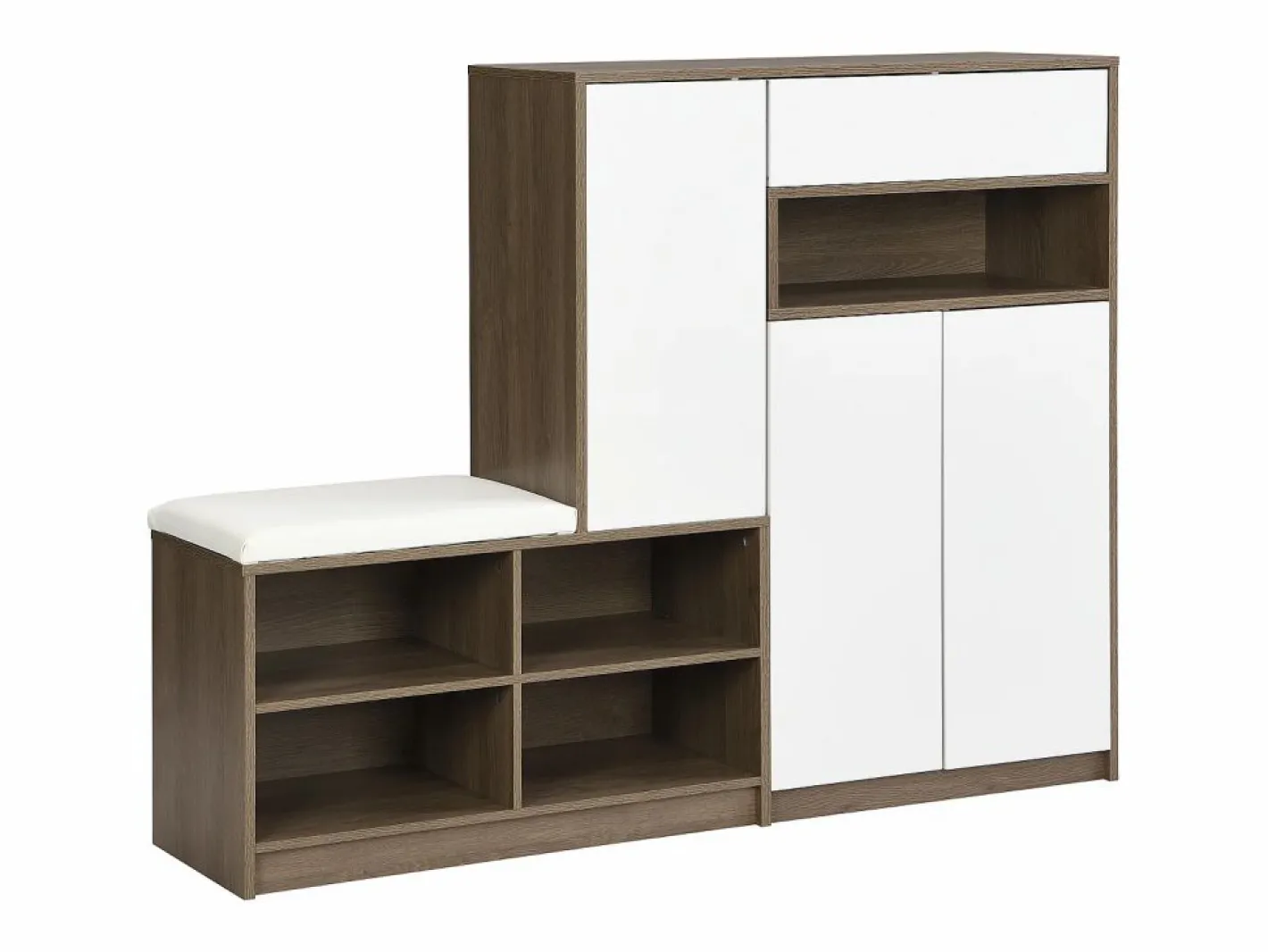 Merax Cómoda con 6 cajones de ratán - 120 x 40 x 76,5 cm - Tablero de partículas + tiradores de metal - Roble Color natural claro Best
