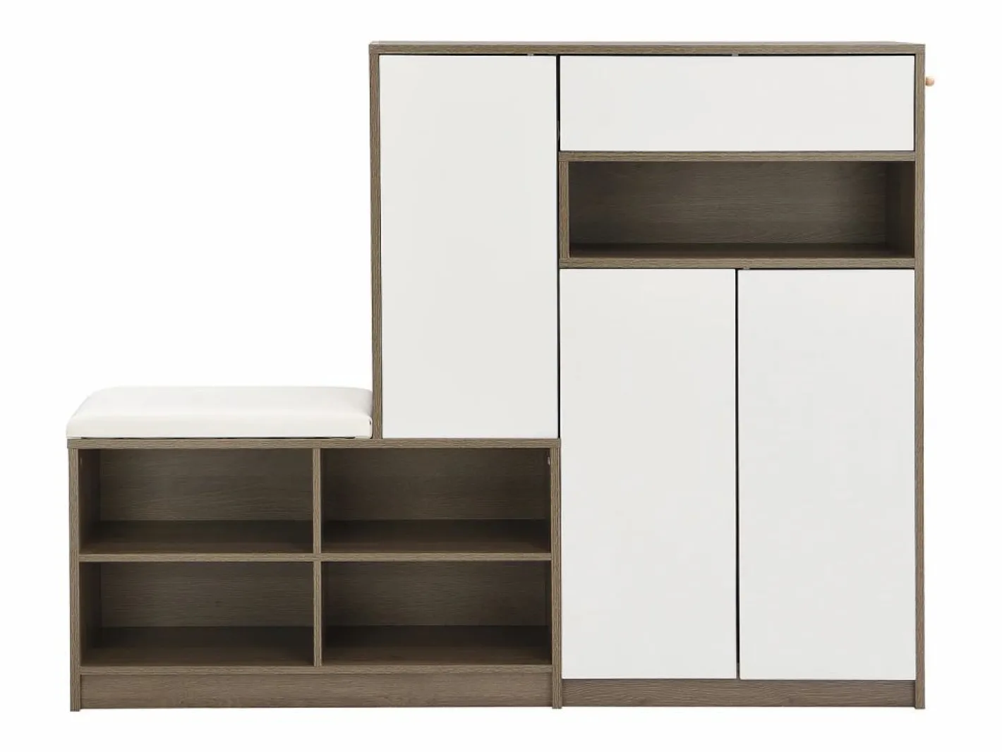 Merax Cómoda con 6 cajones de ratán - 120 x 40 x 76,5 cm - Tablero de partículas + tiradores de metal - Roble Color natural claro Best