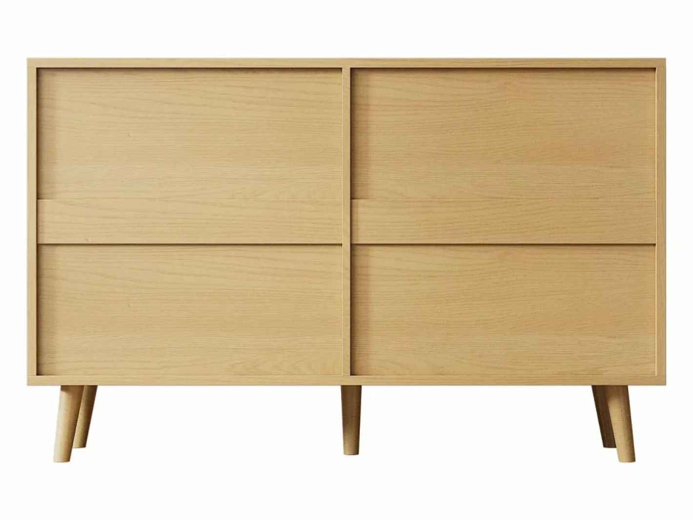 Merax Cómoda con 6 cajones de ratán - 120 x 40 x 76,5 cm - Tablero de partículas + tiradores de metal - Roble Color natural claro Best