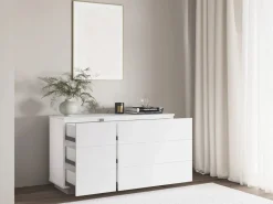 Vente-unique Cómoda|Cómoda con 6 cajones en color blanco y topo NAPOLI