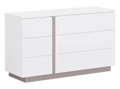 Vente-unique Cómoda|Cómoda con 6 cajones en color blanco y topo NAPOLI