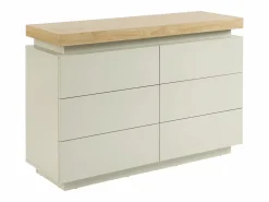 Cómoda con 6 cajones en mdf lacado con LEDs color natural y beige - HALO^Vente-unique Sale