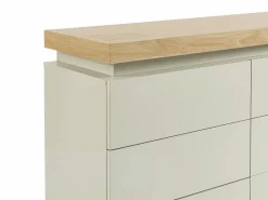 Cómoda con 6 cajones en mdf lacado con LEDs color natural y beige - HALO^Vente-unique Sale