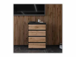 Cómoda con cajones negra roble Wotan 60 cm Mueble TV espacioso 4 cajones estilo loft^ Hot