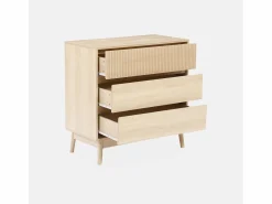 Cómoda con efecto madera, 3 cajones madera clara^Sweeek
