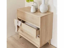 Cómoda con efecto madera, 3 cajones madera clara^Sweeek