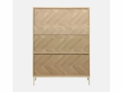 Sweeek Cómoda con efecto madera y espiga de 2 puertas, 80cm natural Marru00f3n