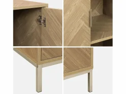 Sweeek Cómoda con efecto madera y espiga de 2 puertas, 80cm natural Marru00f3n