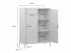 Sweeek Cómoda con efecto madera y espiga de 2 puertas, 80cm natural Marru00f3n