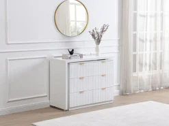 Vente-unique Cómoda con ángulo pivotante de 6 cajones en y dorado - DRANOVA de Pascal Morabito Blanco Hot