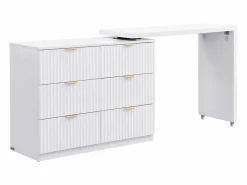 Vente-unique Cómoda con ángulo pivotante de 6 cajones en y dorado - DRANOVA de Pascal Morabito Blanco Hot