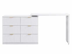 Vente-unique Cómoda con ángulo pivotante de 6 cajones en y dorado - DRANOVA de Pascal Morabito Blanco Hot