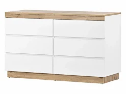 Cómoda de 6 cajones - 110 x 40 x 67,5 cm - para dormitorio y salón - Aglomerado E1 - + roble^Merax