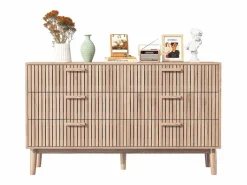 Cómoda de 6 cajones 115 cm Color madera natural, 100 x 34 x 73cm^ Online