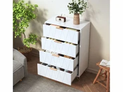 Muebles Niño|Cómoda|Cómoda de 4 cajones - Mueble de almacenaje - Dormitorio/Salón - 90 x 34 x 60 cm - Estilo escandinavo -