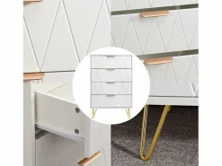 Muebles Niño|Cómoda|Cómoda de 4 cajones - Mueble de almacenaje - Dormitorio/Salón - 90 x 34 x 60 cm - Estilo escandinavo -