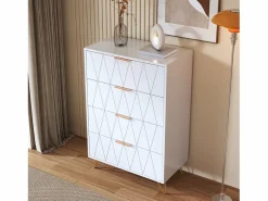 Muebles Niño|Cómoda|Cómoda de 4 cajones - Mueble de almacenaje - Dormitorio/Salón - 90 x 34 x 60 cm - Estilo escandinavo -