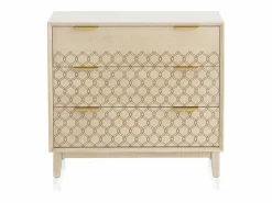 Cómoda de 3 cajones chapada en madera de roble y color Beige Clearance
