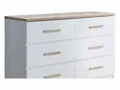 Cómoda de 6 cajones color blanco y natural - SKAIDO^Vente-unique Clearance