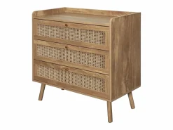 Calicosy Cómoda|Cómoda de 3 cajones con frentes de ratán natural L80 cm - PALMO