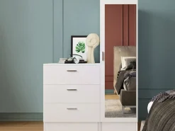 Vente-unique Cómoda|Armario|Cómoda de 3 cajones con mueble y espejo - VITORIO