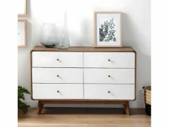 Cómoda de 6 Cajones Efecto Madera y Blanco - ALBURA^Calicosy Best