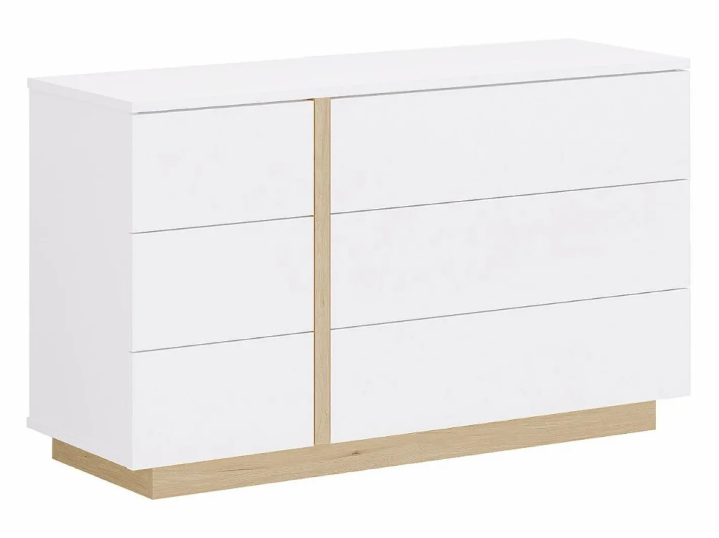 Vente-unique Cómoda de 6 cajones en color blanco y natural - NAPOLI II Color natural claro / Blanco Clearance