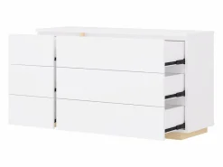 Vente-unique Cómoda de 6 cajones en color blanco y natural - NAPOLI II Color natural claro / Blanco Clearance