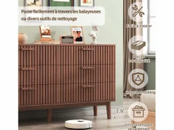 Cómoda de 6 cajones, mueble de dormitorio, mueble de almacenaje, adecuada para dormitorio o salón, madera, 100 x 34 x 73 cm^