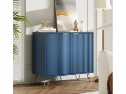 Cómoda de 2 puertas con estante, aparador, mueble de cocina, dormitorio, 80 x 40 x 78 cm, Azul Online