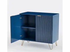 Cómoda de 2 puertas con estante, aparador, mueble de cocina, dormitorio, 80 x 40 x 78 cm, Azul Online