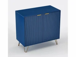 Cómoda de 2 puertas con estante, aparador, mueble de cocina, dormitorio, 80 x 40 x 78 cm, Azul Online