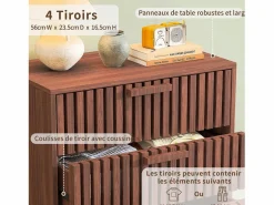 Cómoda de cuatro cajones, madera, mueble de almacenaje con cajones, para dormitorio o salón, 60 x 34 x 91 cm Color natural oscuro Discount