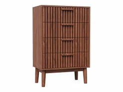 Cómoda de cuatro cajones, madera, mueble de almacenaje con cajones, para dormitorio o salón, 60 x 34 x 91 cm Color natural oscuro Discount
