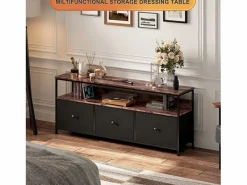 Cómoda de dormitorio con iluminación LED y 3 cajones - Mueble multifuncional para dormitorio y salón - Aparador robusto y resistente - 108 x 30 x 57 cm -^ Best