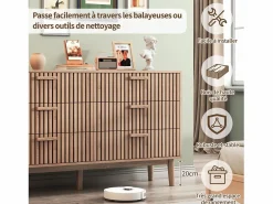 Cómoda de dormitorio de madera y ratán con 6 cajones, mueble de almacenaje multifuncional, armario de madera natural con cajones. Marru00f3n Sale