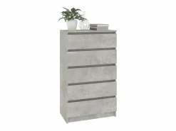 Cómoda de madera contrachapada hormigón 60x36x103 cm ES80741^