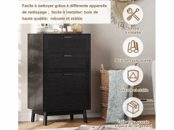 Muebles Niño|Cómoda de mimbre con 4 cajones - con tiradores y patas - 55 x 39,8 x 95 cm - mueble de almacenaje -
