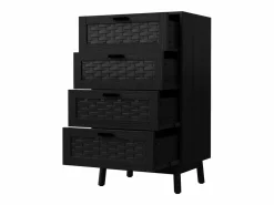 Muebles Niño|Cómoda de mimbre con 4 cajones - con tiradores y patas - 55 x 39,8 x 95 cm - mueble de almacenaje -