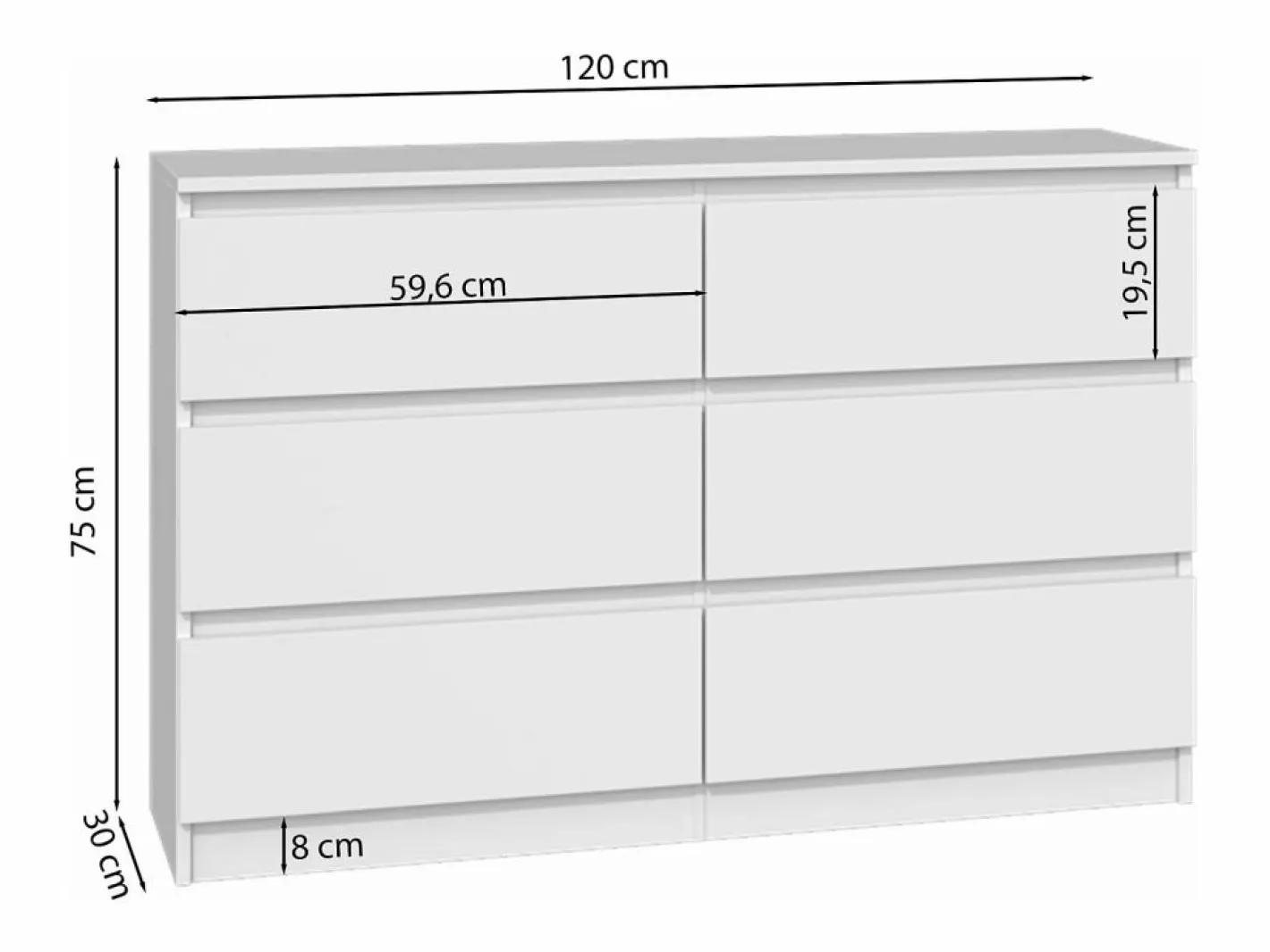 SELSEY Cómoda|Cómoda de seis cajones - 120 cm - - MALWA
