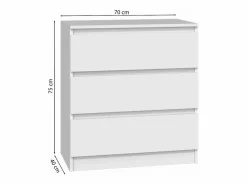 SELSEY Cómoda|Cómoda de tres cajones - 70 cm - - MALWA