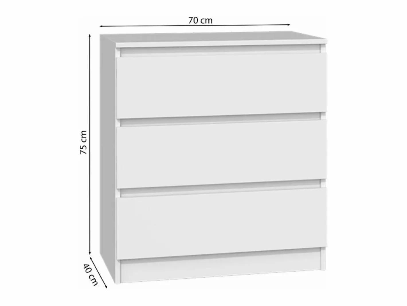 SELSEY Cómoda|Cómoda de tres cajones - 70 cm - - MALWA