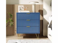 Cómoda de tres cajones, mueble de almacenaje, con tiradores dorados, mesita de noche, 60 x 40 x 70 cm, color^ Sale