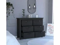 TuHome Cómoda Doble de 6 Cajones Becca, con tiradores métalicos 120 CM L X 40.7 CM P X 91.7 CM A Wengue Negro Clearance