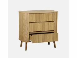 Sweeek Cómoda|Cómoda en decoración estriada natural de 3 cajones natural