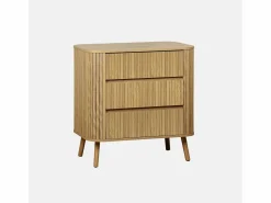 Sweeek Cómoda|Cómoda en decoración estriada natural de 3 cajones natural