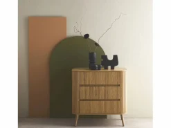 Sweeek Cómoda|Cómoda en decoración estriada natural de 3 cajones natural